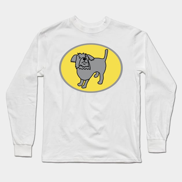 Ultimate Gray Dog on Illuminating Oval Long Sleeve T-Shirt by ellenhenryart